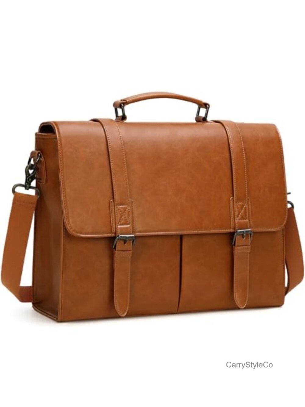 15.6 Inch PU Leather Waterproof Messenger Laptop Bag Briefcase